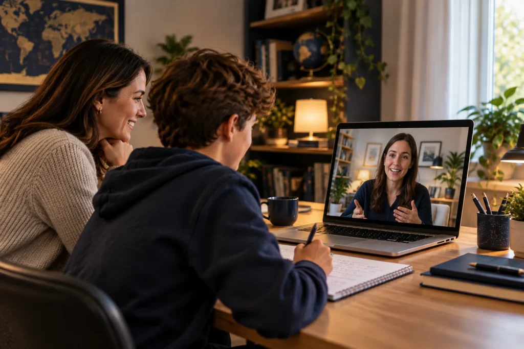 Family making a tutoring enquiry online